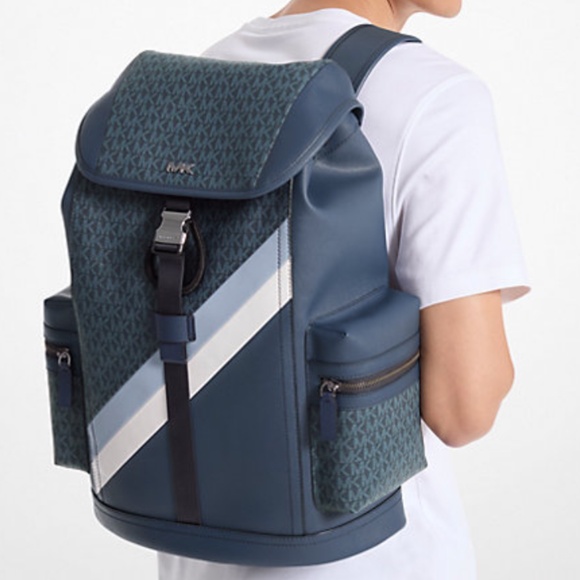 MICHAEL KORS  Rivington Logo Stripe Backpack (Pale Blue ) - Picture 1 of 4
